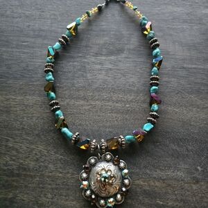 Silver and Turquoise Beaded Necklace